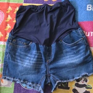 Denim Blue Maternity  Shorts